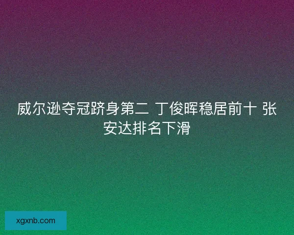 威尔逊夺冠跻身第二 丁俊晖稳居前十 张安达排名下滑